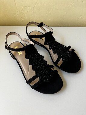 JENNIFER LOPEZ Pecan Black Sandals, 7M ~ NEW in box